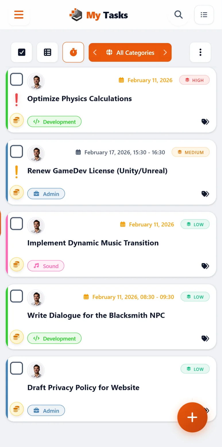 Master List Interface